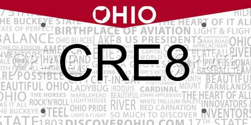 CRE8 Ohio License Plate