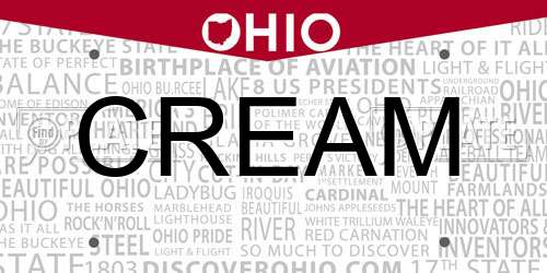 CREAM Ohio License Plate