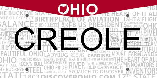 CREOLE Ohio License Plate