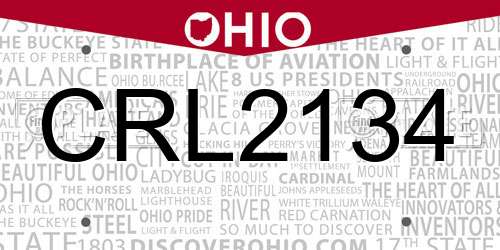 CRL2134 Ohio License Plate