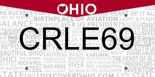 CRLE69 Ohio License Plate