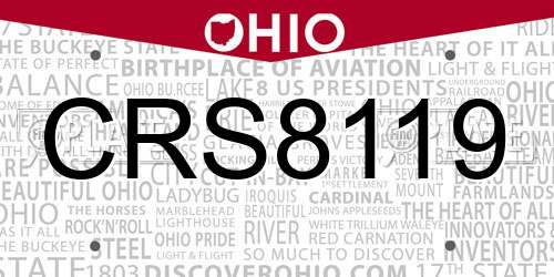 CRS8119 Ohio License Plate