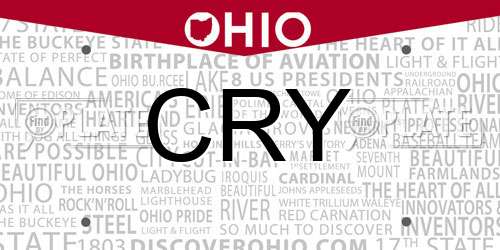 CRY Ohio License Plate