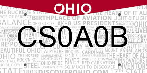 CS0A0B Ohio License Plate