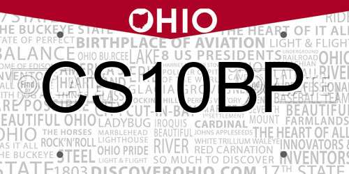 CS10BP Ohio License Plate