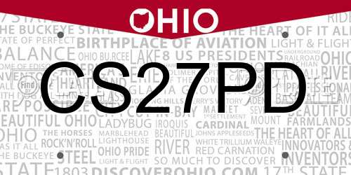 CS27PD Ohio License Plate