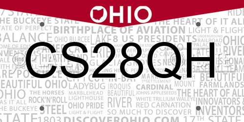 CS28QH Ohio License Plate