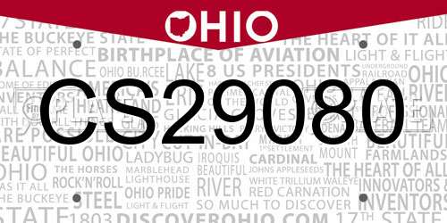 CS29080 Ohio License Plate