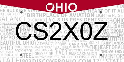 CS2X0Z Ohio License Plate