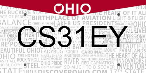 CS31EY Ohio License Plate