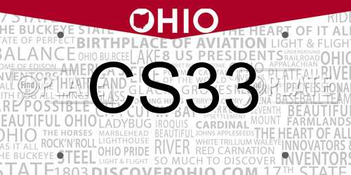 CS33 Ohio License Plate