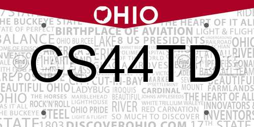 CS44TD Ohio License Plate