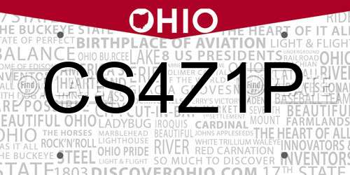 CS4Z1P Ohio License Plate