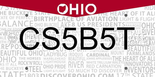 CS5B5T Ohio License Plate