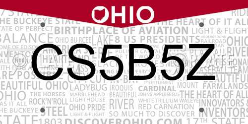 CS5B5Z Ohio License Plate