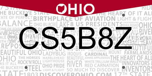 CS5B8Z Ohio License Plate
