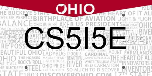 CS5I5E Ohio License Plate