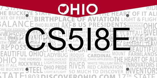 CS5I8E Ohio License Plate