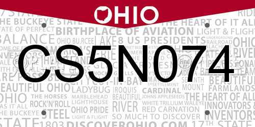 CS5N074 Ohio License Plate