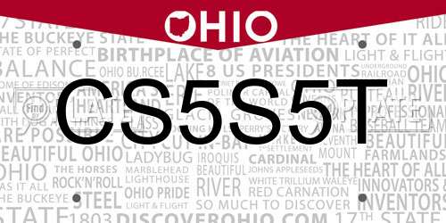 CS5S5T Ohio License Plate