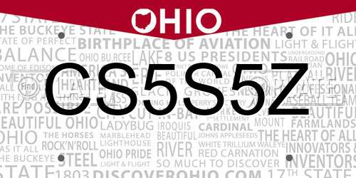 CS5S5Z Ohio License Plate