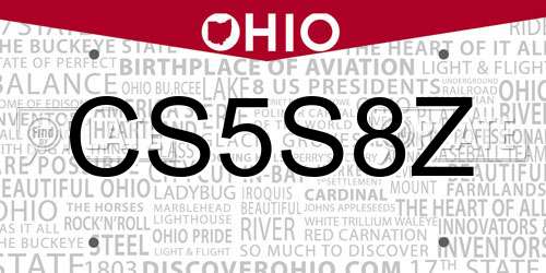 CS5S8Z Ohio License Plate