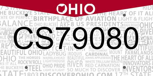 CS79080 Ohio License Plate