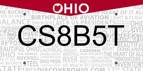 CS8B5T Ohio License Plate