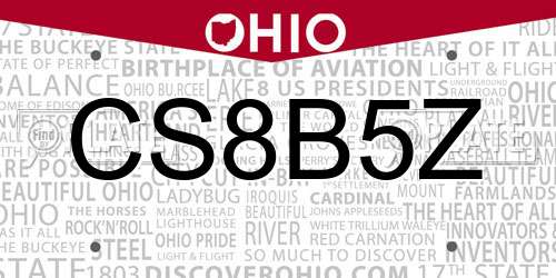 CS8B5Z Ohio License Plate