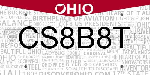 CS8B8T Ohio License Plate