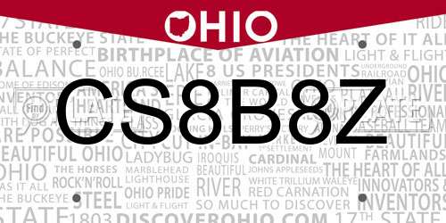 CS8B8Z Ohio License Plate