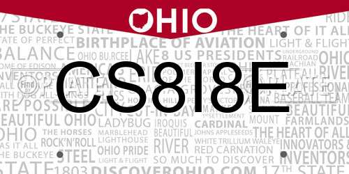 CS8I8E Ohio License Plate