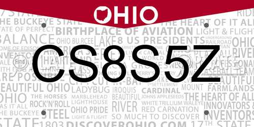 CS8S5Z Ohio License Plate
