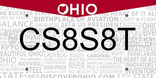 CS8S8T Ohio License Plate