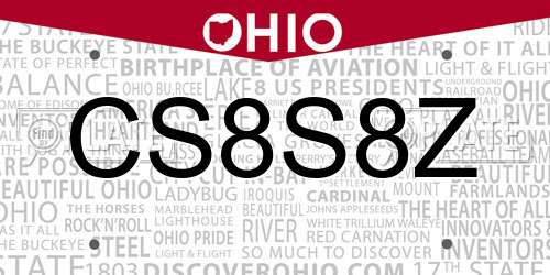 CS8S8Z Ohio License Plate
