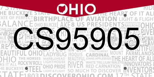 CS95905 Ohio License Plate