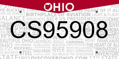 CS95908 Ohio License Plate