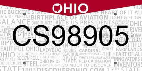 CS98905 Ohio License Plate