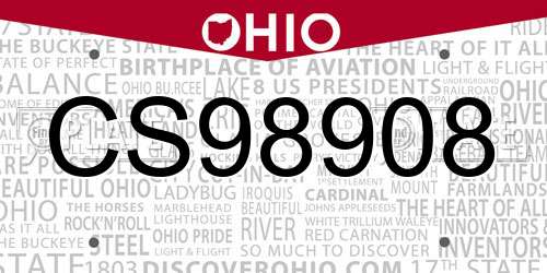CS98908 Ohio License Plate