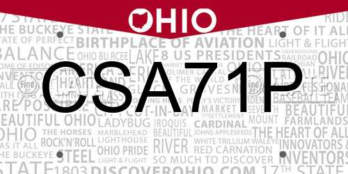 CSA71P Ohio License Plate