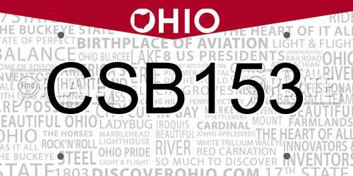 CSB153 Ohio License Plate