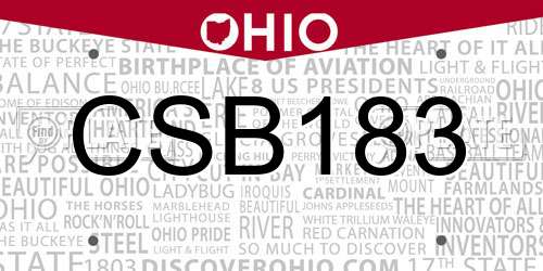 CSB183 Ohio License Plate