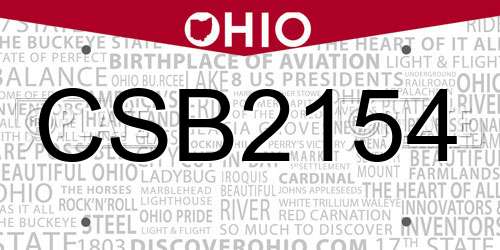 CSB2154 Ohio License Plate