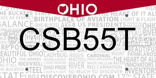CSB55T Ohio License Plate