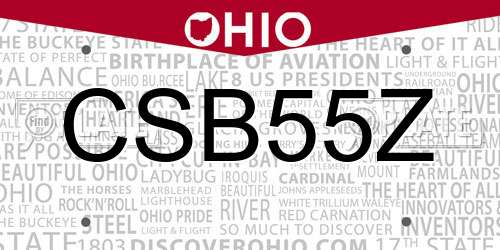 CSB55Z Ohio License Plate