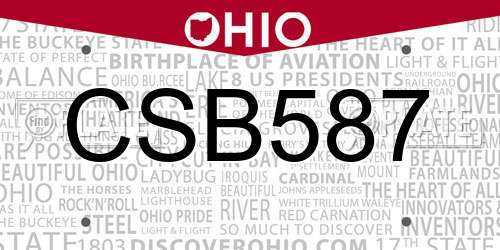 CSB587 Ohio License Plate