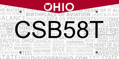 CSB58T Ohio License Plate