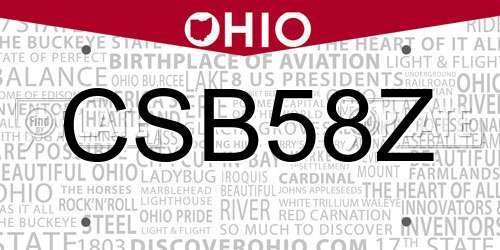 CSB58Z Ohio License Plate