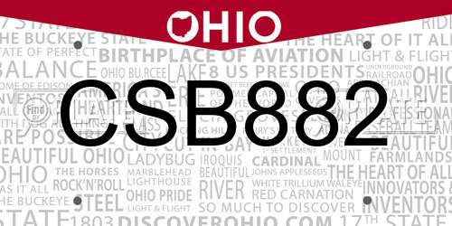 CSB882 Ohio License Plate