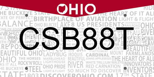CSB88T Ohio License Plate